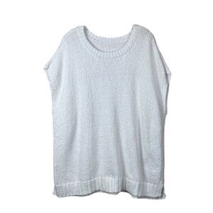 NEW Knit Top Organic Cotton Boxy Short Sleeve White